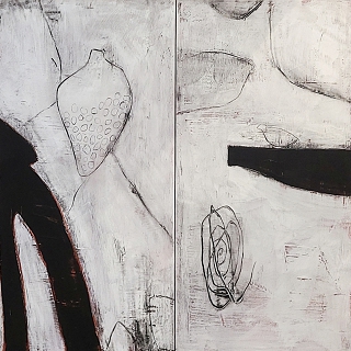 Shadow, Vessel With Seeds, Scribble And Bird