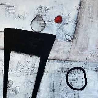 Table, Heart And Vase